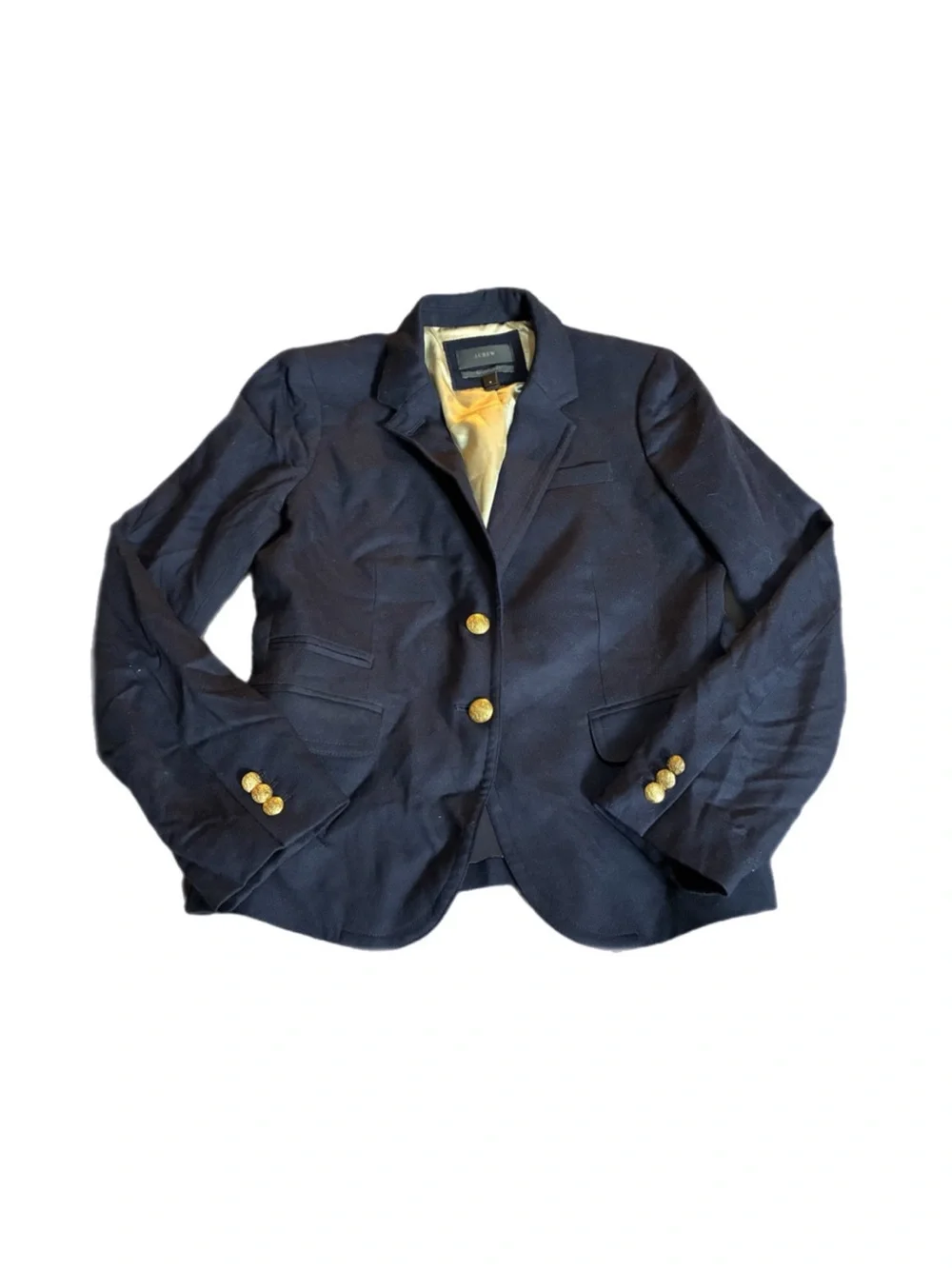 J. Crew Schoolboy Wool Blazer Navy Gold Buttons Size 6 S Classic Fitted Preppy